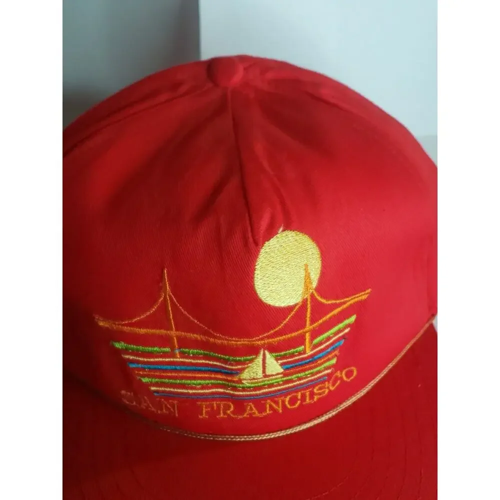 Vintage Snapback San Francisco Golden Gate Bridge Hat Cap Sail Boat 70s 80s